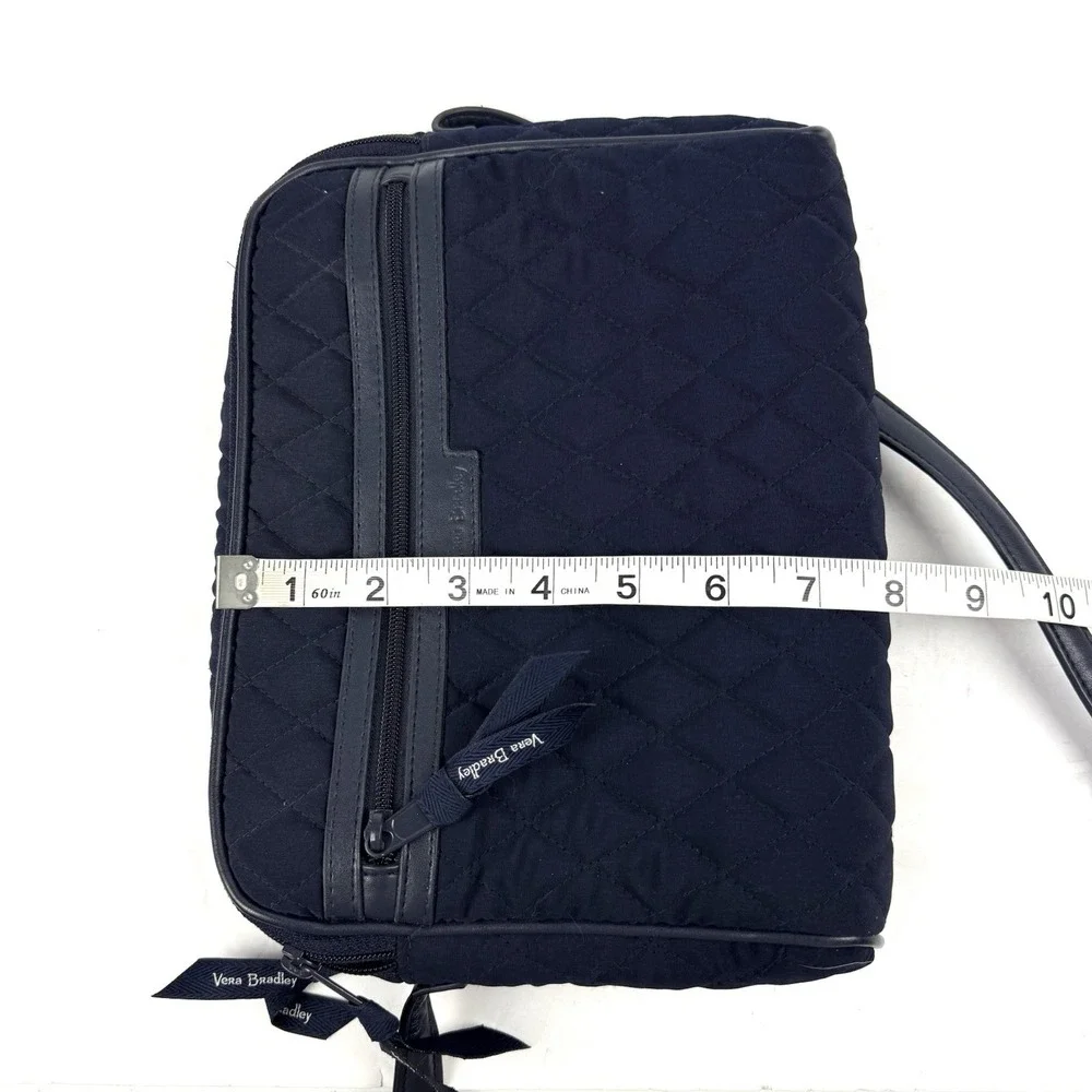 Vera Bradley Crossbody Bag Dark BLUE Microfiber Trimmed Triple Compartment‎